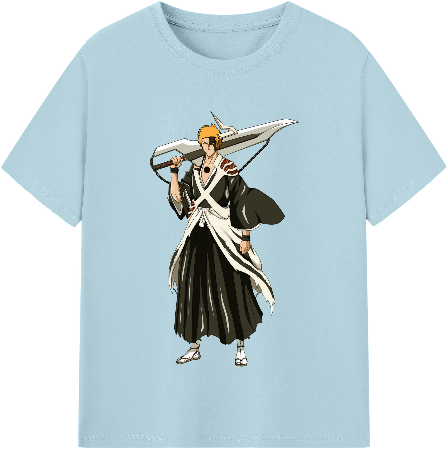 （画像用） ブリーチ 黒崎一護（くろさき いちご）BLEACH Kurosaki Ichigo 綿100％半袖Tシャツ（フロントプリント）